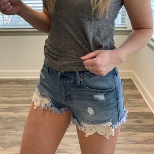 Mossimo Lace Detail Denim Cutoff Shorts